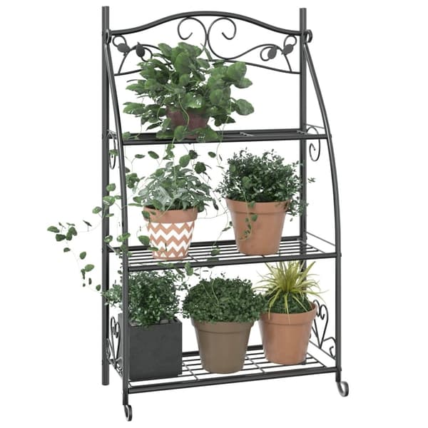 vidaXL Plantehylde Sort 56x30x96 cm Stål