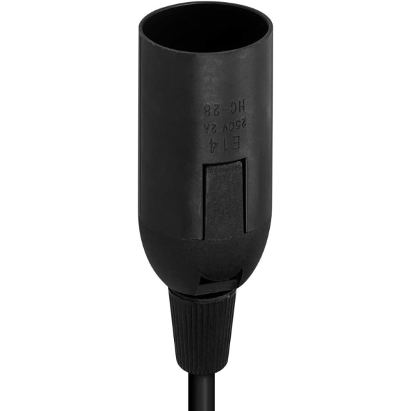 E27 fatning med ledning - Lampeholder til pære med strømledning stikkontakt og kontakt - 1,8m kabel Black