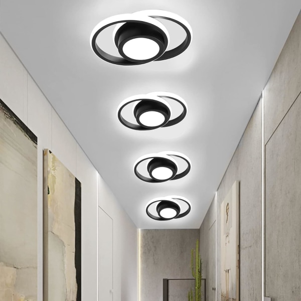 Moderne kreativ taklampe Rund design Liten svart skjerm for inngangsparti Gang Balkong LED Kaldt hvitt lys Varmt 32W (Kaldt lys) Cold