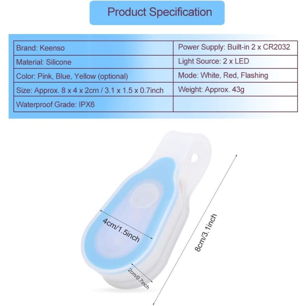 Hands Free taskulamppu, turvavalo LED-yövalo silikoni taskulampun turvakiinnike sinisellä pidikkeellä Blue