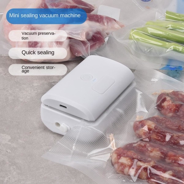 Mini Vakuumforsegler 2 i 1 Forsegler og Skæremaskine Automatisk Fødevareforsegler til Plastikposer Fødevareopbevaring Snacks
