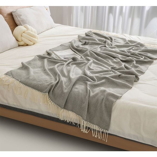 Koselig teppe, sengeteppe, sofa, ullpledd, teppe, pledd, sofateppe, fluffy sofateppe, merino teppe, fluffy varmt pledd grey 130*220cm