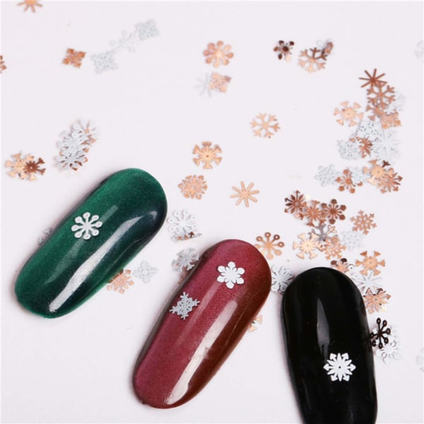 3 lådor snöflinga nagelpaljetter 3D jul nagelglitterpaljetter snöflinga flingor nagelkonstdekoration för vinterjul tacksägelsefestival