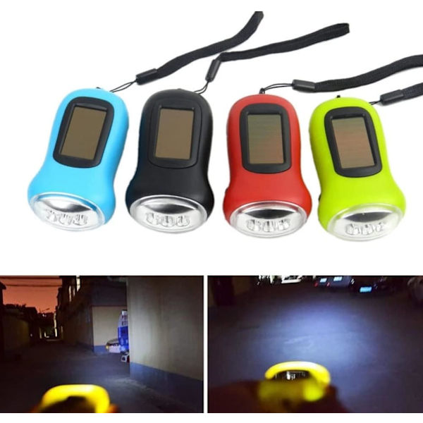 Mini Hand Crank LED Ficklampa, Nödvev Dynamo Solenergi Ficklampa Kraftfull Energisparande Ficklampa LED Uppladdningsbar Fackla(Grön)