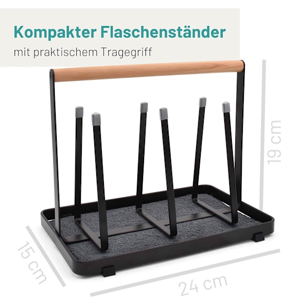 All-in-one-pulloteline SodaStreamille - Valutusteline kaikentyyppisille pulloille juoma- ja vauvapulloille - Universaali kuivausteline (metalli, musta) black