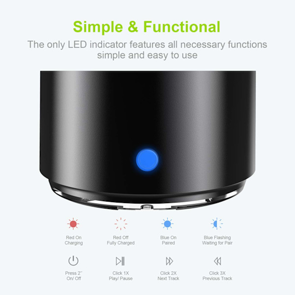 Langaton minikokoinen Bluetooth-kaiutin. IP67-vedenkestävä, pieni mutta äänekäs, kannettava kaiutin autoon, pyörään, ulkoiluun, suihkuun (musta)