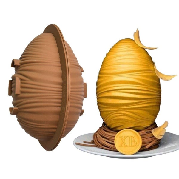 Påskeegg Sjokoladeform Stor størrelse 3D silikonfondantform Non-Stick Dessertbakeform Slitesterk Sugarcraft-form
