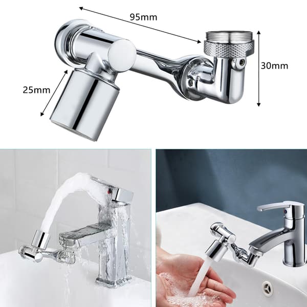 Multifunksjonell Roterbar Kranforlenger, 1080° Messing Kranforlenger, Vannsparende Kranadapter, Justerbart Kranhode