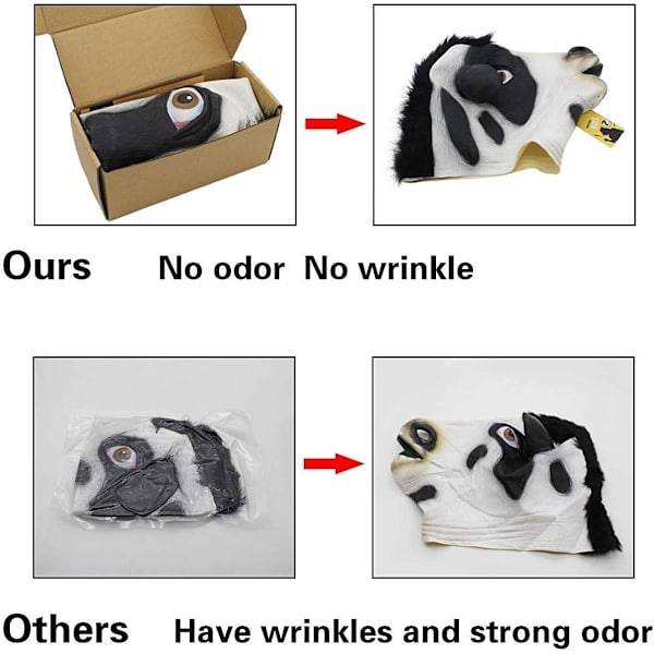Dyremaske Kuhode Morsomt Maskerade For Voksne Utklede Ku Masker (svart)