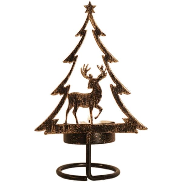 Jul Tealight-hållare, Julgransljusstake i järn, Julgransformad ljusstake för jul, bröllopsfestmiddag