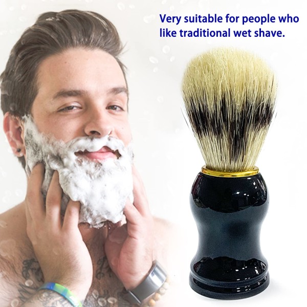 100 % ren grevling-barberkost, håndlaget grevling-barberingsbørste for menn med blått håndtak, profesjonell frisørsalongverktøy våtbarbering (1 stk)