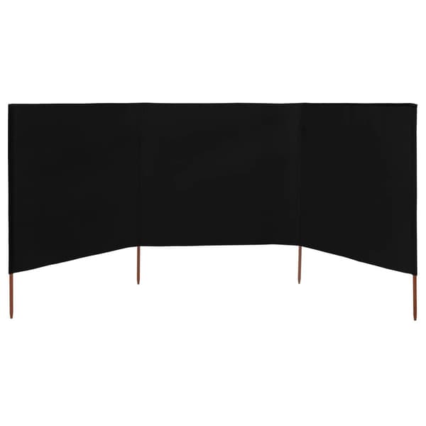 vidaXL Vindskydd 3 paneler tyg 400x120 cm Svart black Svart