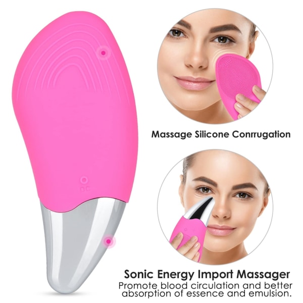 Sonic ansigtsrensebørste Elektrisk, vandtæt silikone ansigtsmassagebørste genopladelig ansigtsscrubber (rød) red
