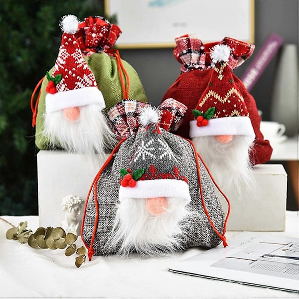 Julklappspåsar, Återanvändbara, Linne Material