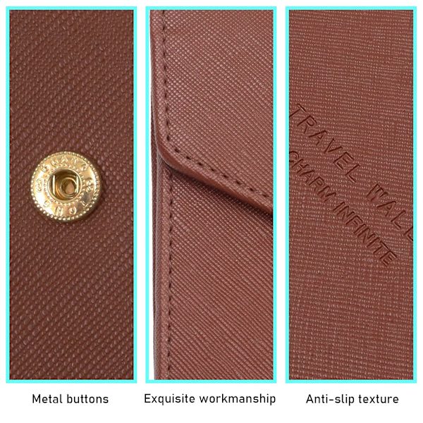 Multifunktionell reseplånbok, RFID-blockerande reseplånbok passfodral, dokumentorganisatör passfodral för pass, kreditkort (brun) Brown