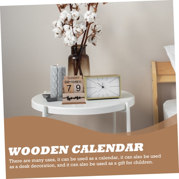 Kalender 2024 Kalender Skrivbord Datum Block Trä Datum Block Skrivbord Kalendrar Retro Heminredning Kontorsdekorationer Julkalender(15.2X13X6.5cm) Yellow
