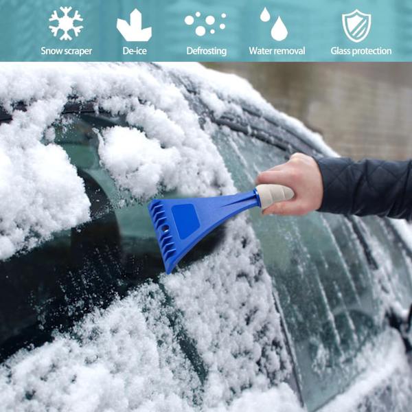 Isskrape for bil, snøskrape for bil frontrute, kraftig frost snø isfjerning for vinduer, ripefri, enkel lagring (blå) Blue