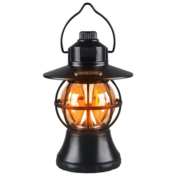 Retro LED campinglykt | ABS Vintage LED-lanterne, utendørs teltbelysning, campingutstyr for oppheng av verktøykasser, bilpanser og rammer Black