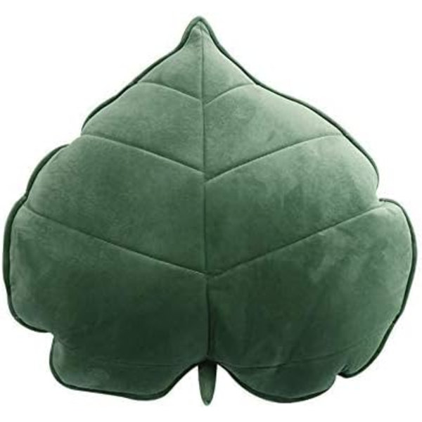 Bladformet plysjpute, plantedekorativ pute, myke leker, 3D plysjleke, bursdagsgaver, dekorativ pute (grønn, 13 cm)