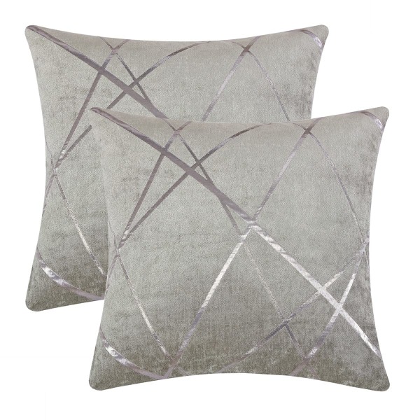 Koristeelliset tyynynpäälliset, Chenille-sohvan tyynynpäälliset paksuilla hopearaidoilla, ylellisiä neliön muotoisia tyynyjä grey