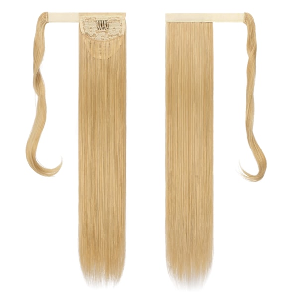 Langt Wrap Around Ponytail Extension, Rett Syntetisk Hår Extension Golden brown