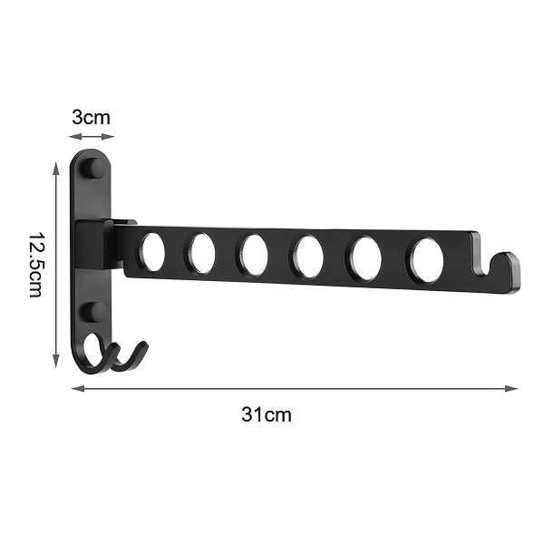 Foldable Clothes Hook, Wall Clothes Rack, Wall Hook, Folding Hook for Balcony, Bathroom, Laundry Room (Black, 1 Piece)