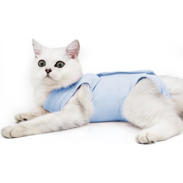 Cat Professional palautuspuku vatsahaavoille tai ihosairauksille, E-panta vaihtoehto kissoille leikkauksen jälkeen, kissan lääketieteellinen liivi (sininen-M) M