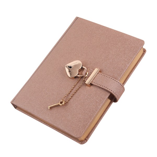 Dagbok med lås och nyckel, hjärtformad kombinationslås, låsjournal för flickor, läderjournal personliga arrangörer, flickhemlig anteckningsbok, 5,3x7 tum champagne gold