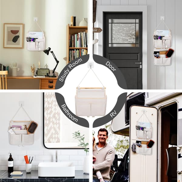 Seinätelinepussi, 2 kpl Ripustuspussi Taskujärjestäjä (Beige) White