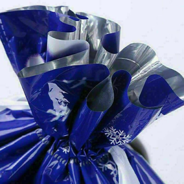 5X store julesække Genanvendelige snøreindpakningsgavegavefestposer (større blå (51 * 39 cm)) Blue 51 * 39cm