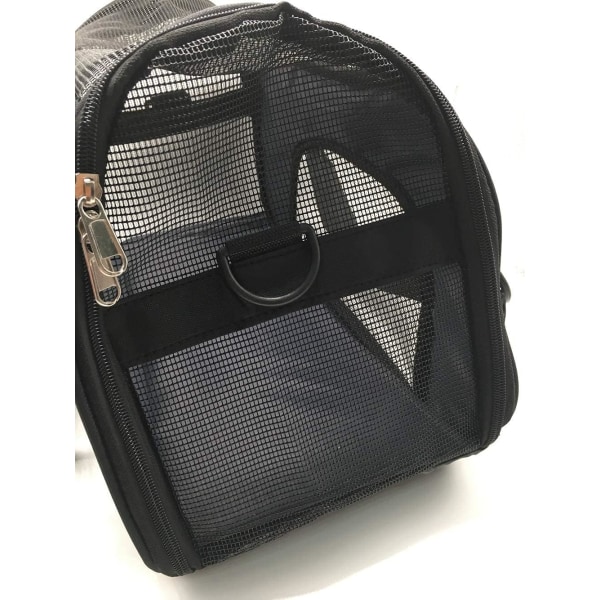 Transporttaske til kæledyr, flyselskabs godkendte duffel-tasker, bærbar rejsetaske til kæledyr, hjem til små hunde, katte og hvalpe (M, 44 cm*23cm*32cm, sort) Black