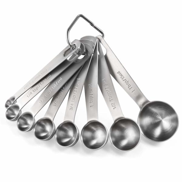 18/8 rostfritt stål måttskedar 8 delar, metall måttskedar för bakning mätningar torra ransoner och vätska, diskmaskinssäker 8 pieces