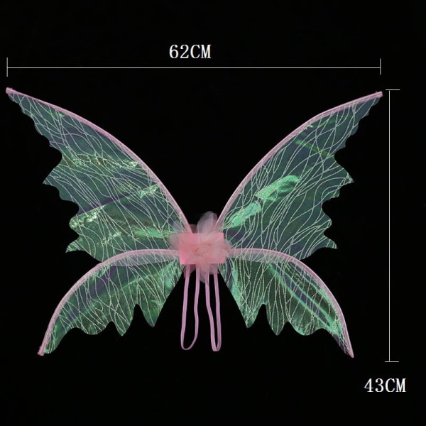 Fe-vinger, børn voksen glødende fe-vinger klæde sig ud sommerfuglevinger engelvinger gnistre kostumer cosplay til fødselsdagsfest ferie Pink