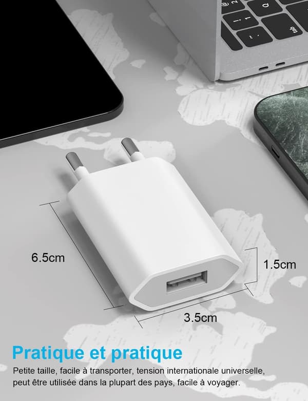 Pakningslader-stik, USB-adapter, USB-A 5V 1A Universal Power Tip-blok