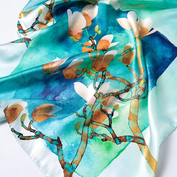 Silkeskjerf for kvinner 100% silke, fargerike luksuriøse skjerf, varme og myke, som et stjålet, silkeskjerf, halstørkle - 52 x 175 cm magnolia