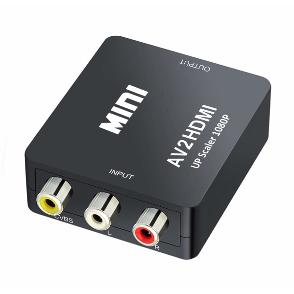 Mini AV RCA CVBS til HDMI Video Audio Konverter Adapter Støtte 720 1080P for Kamera, Xbox 360, PS1, PS2, WII, N64, DVD-spiller, VHS