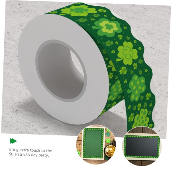 1 rulle klistermärke Shamrock Bulletin Board Border St Patricks Day Border Trim Bulletin Board Dekorationer Klassrumsgräns Grön Dekor