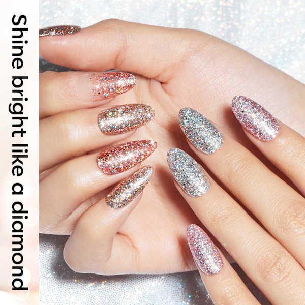 Gel Neglelak Sæt, 6 Farver Jule Gel Neglelak Glitter Grøn Rød Neglelak Sølv Guld Gel Neglelak Sæt Soak Off Neglekunst Manicure