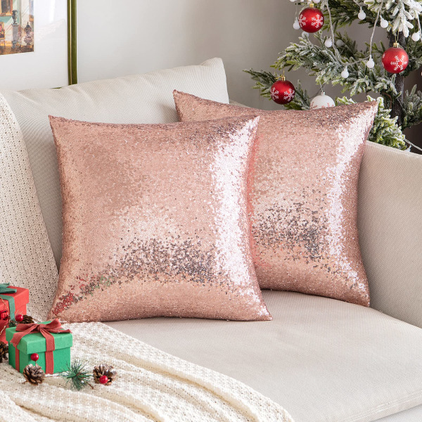 Jouluiset koristetyynynpäälliset Yksiväriset neliönmuotoiset kimaltelevat cover tyynynpäällinen sohvalle makuuhuoneen sohvalle olohuoneeseen pink
