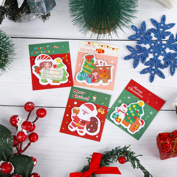 Julelapper,8 stk selvklebende julelapper selvklebende klistremerker Tagger,Mini julenotisblokksett Memonotater