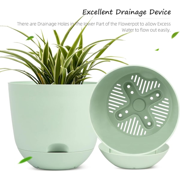 Självbevattnande blomkrukor inomhus och utomhus Gröna 13 cm (3 st) Green S