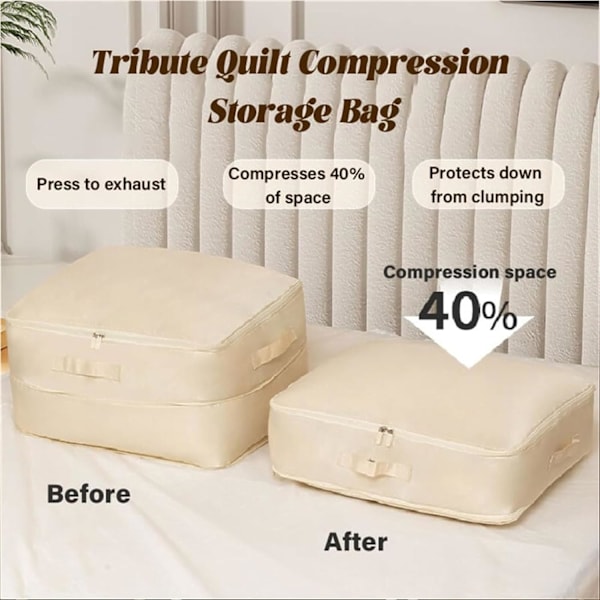 Ultra Space Saving Självkomprimerande Organiseringsväska, Packpåsar för Dunjacka, Täcke, Kläder, Filtar (Blå, L för Kläder)