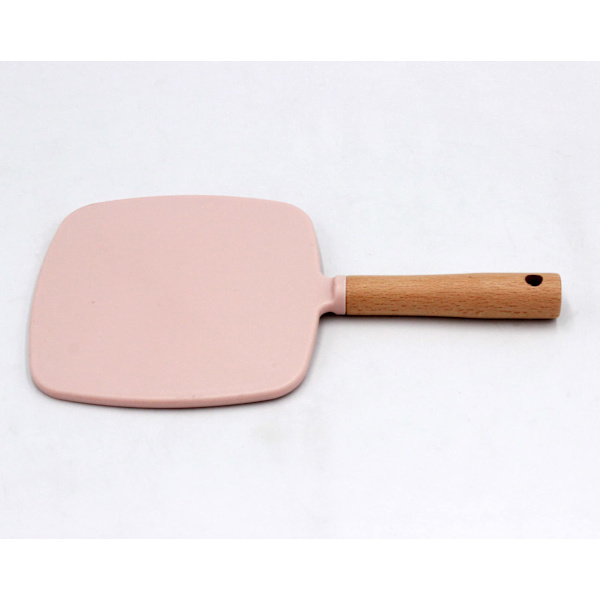 Sminkhandspegel, liten handhållen spegel i trä, bärbar resespegel för män och kvinnor (rosa fyrkant) square