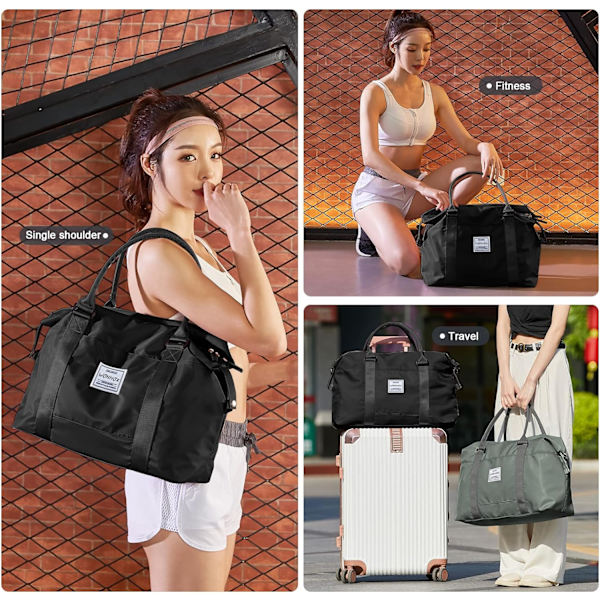 Kabinekuffert Rejsetaske 45x36x20, Stor Vandtæt Duffel Bag, Kabinekuffert Rejsetaske 45x36x20, Stor Vandtæt Duffel Bag, Sort Black