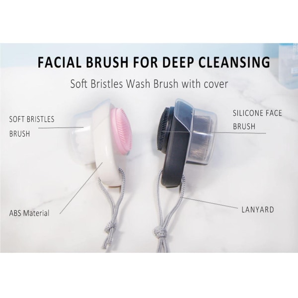 Ansiktsrensebørster, ansiktsbørste, ansiktsrensebørste, dobbeltsidig ansiktsskrubber for dyp rens og peeling (svart-hvit)