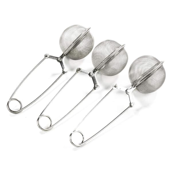 3-pak mesh snap kugle te-si med håndtag til løs te og krydderier i rustfrit stål te-infuser te-filter