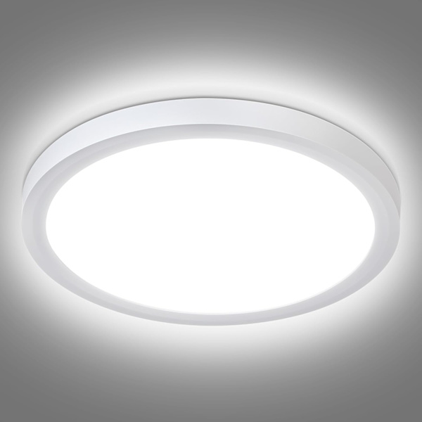 18W LED Taklampe, 2000LM Dagslys Hvit 5000K Rund Taklampe Ø 23cm Hvit, Vanntett IP44, Flush Taklampe for Stue, Soverom
