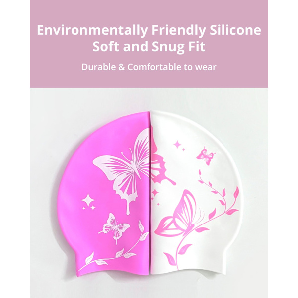 Badehætte til kvinder - Blød, elastisk, skridsikker, stilfuld, komfortabel (pink)