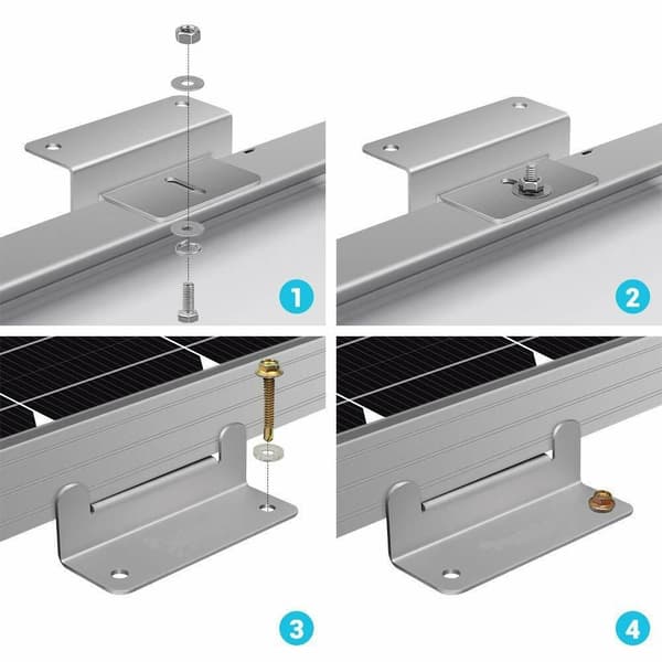 2-pack solpanelmontering Z-formade klämsystem, husvagn, båt, bil, lastbil, hem, takmontering utanför elnätet (totalt 8 fästen)