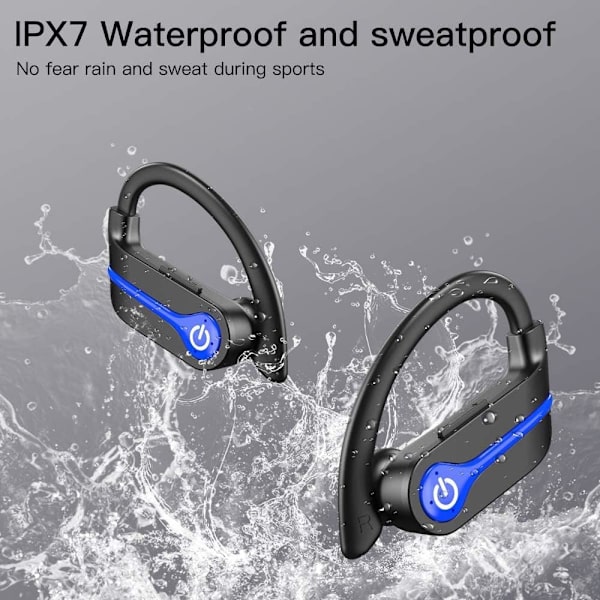 Trådløse øretelefoner, Bluetooth 5.1 trådløse øretelefoner i øret støjreducerende øretelefoner med mikrofon dyb bas sportsøretelefoner IP7 vandtæt 40H spilletid